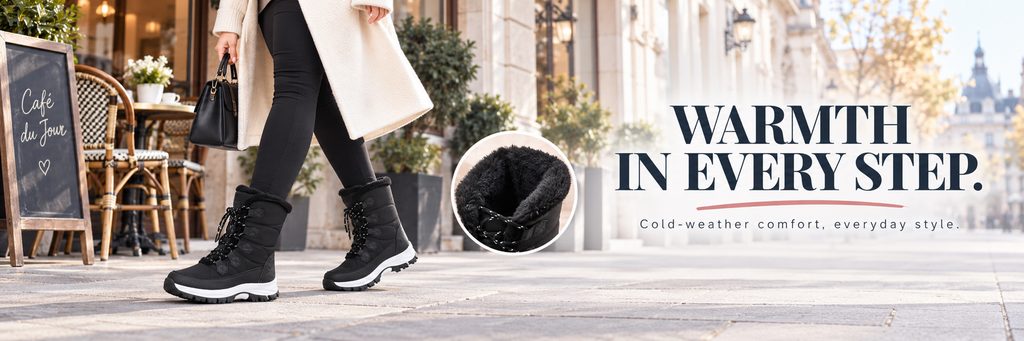 SHEIN Shoe Store Poster Design-Black Winter Boots Poster: Use urban daily to strengthen the selling point of warmth