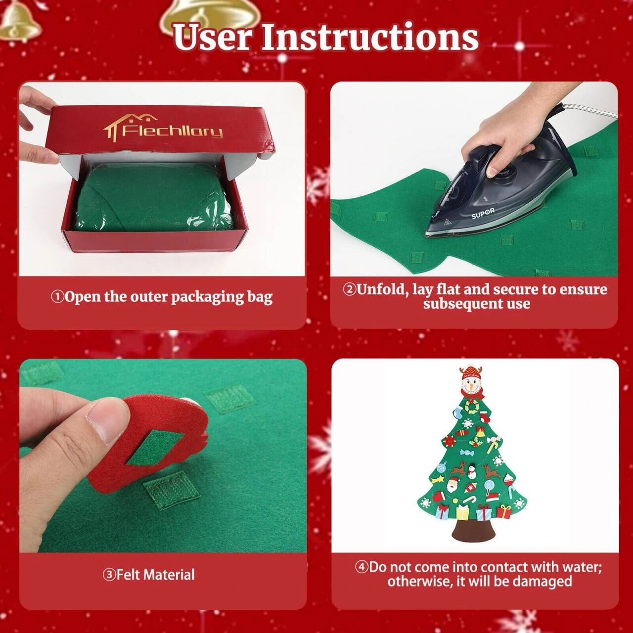 DIY Felt Christmas Tree Product Picture: Operation Steps: Use Numbers to Control Reading Order