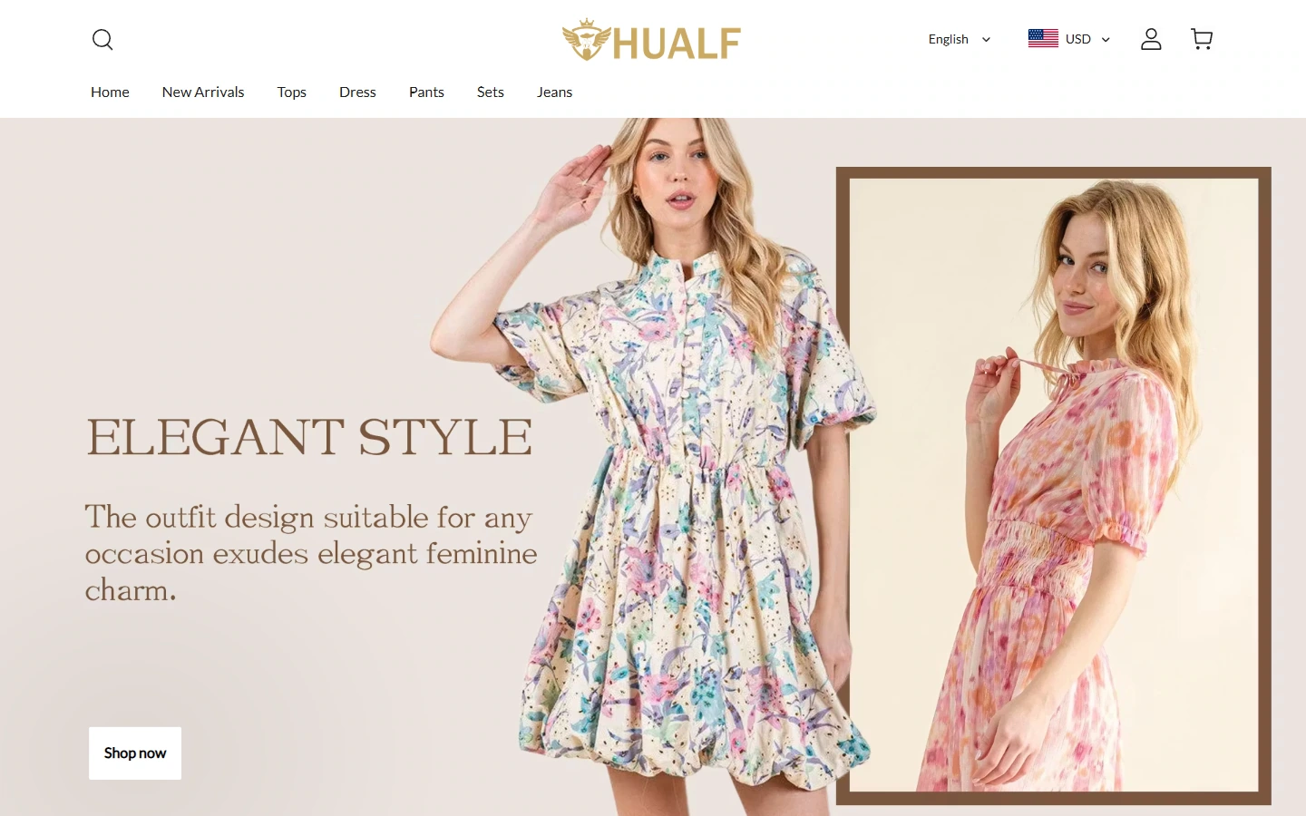 Home page above the fold: first establish the brand tone of the women’s clothing brand