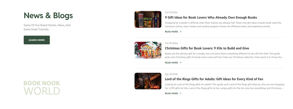 Book Nook World SHOPLINE brand website homepage visual design highlights analysis - marketing content design: taking into account brand texture and sales guidance