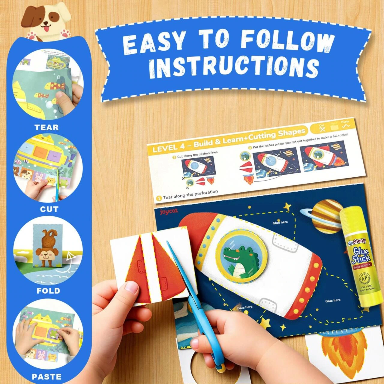 Children's paper-cut handmade set product picture: Operation steps: One-to-one correspondence between hand photos and numbers
