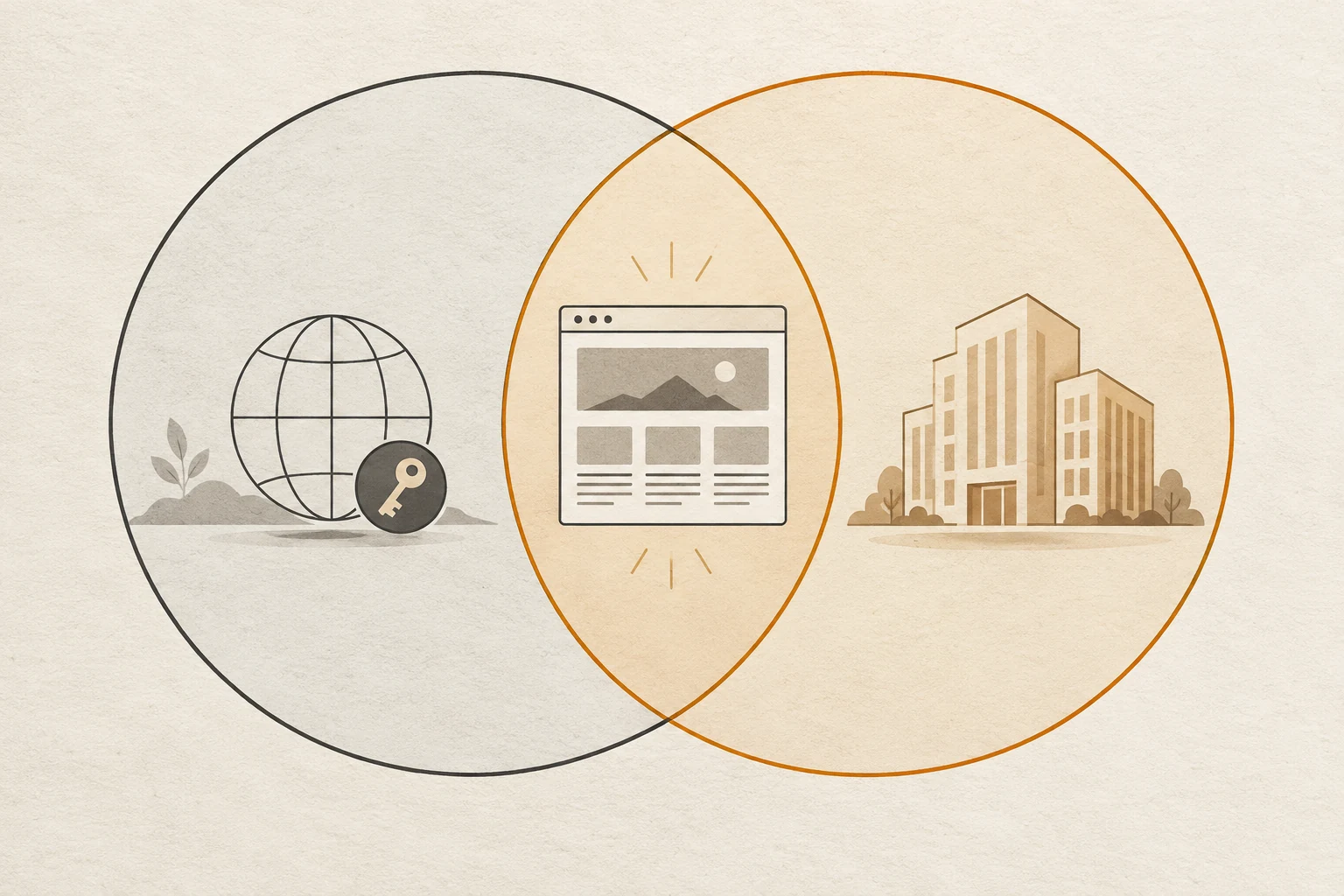 Concept diagram that the brand website and corporate official website can overlap in the same website