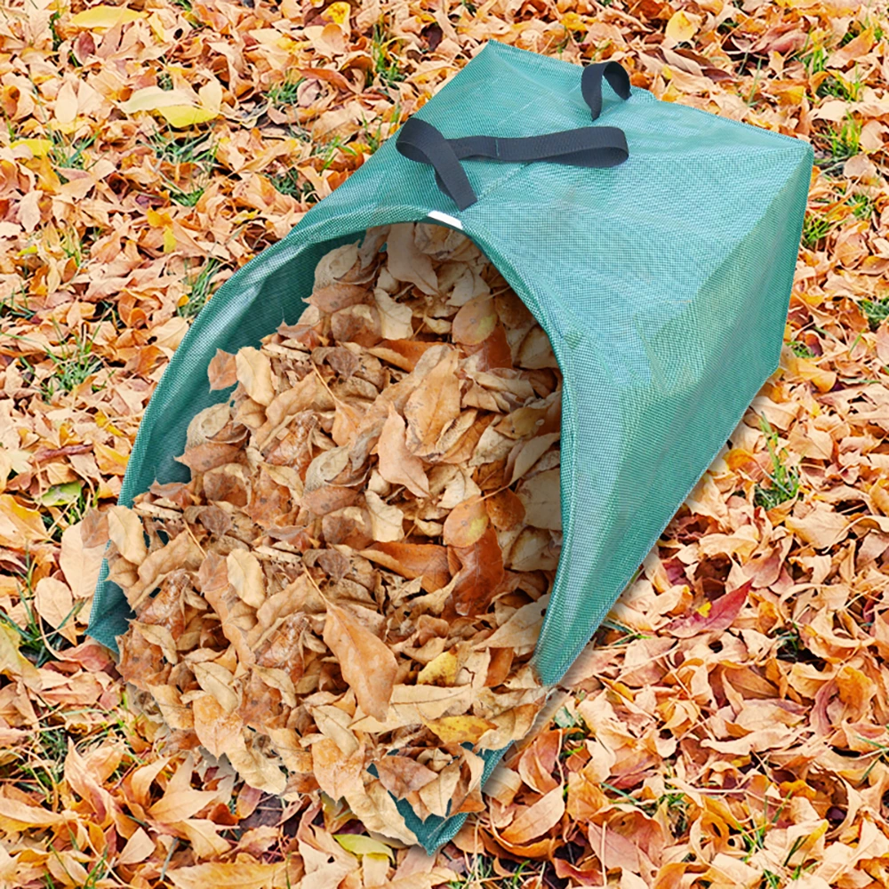 Folding garden leaf collection bag product picture: Close view of the opening: Reduce text protrusion