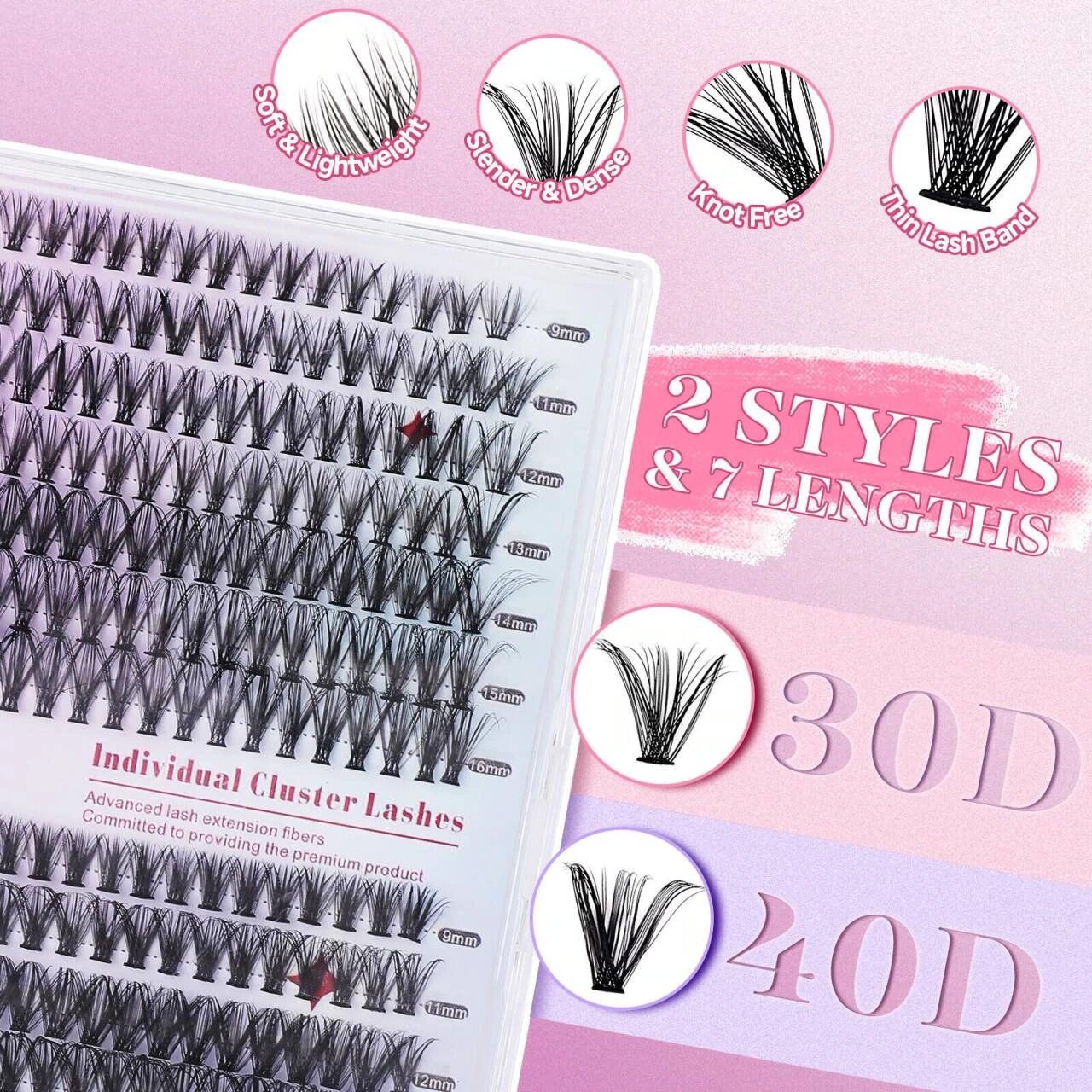 Product picture of clustered false eyelash set: Style selection: Put the density in the same scale