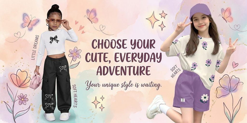 Temu children's clothing store poster design-enhance socialization and youthful atmosphere through character movements