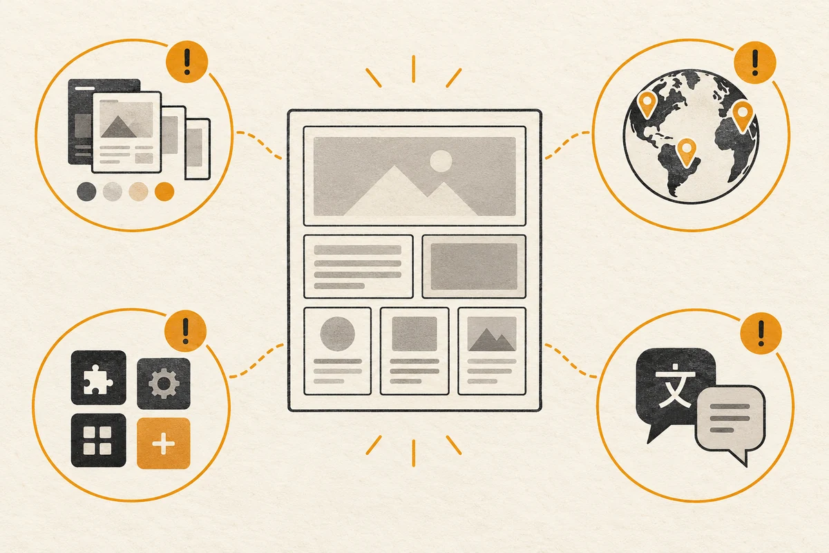 Boundaries of Shopify Canvas Editor’s current themes, Markets, application modules and translation capabilities