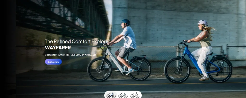 WordPress electric bicycle brand website website design project - Home page design: Create a first impression that can promote conversion - First screen area: Combining lifestyle and product functions