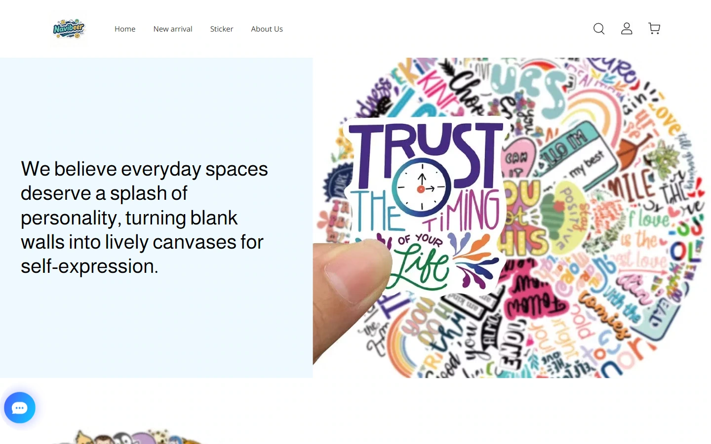 Home page above the fold: first establish the brand tone of the wall sticker decoration