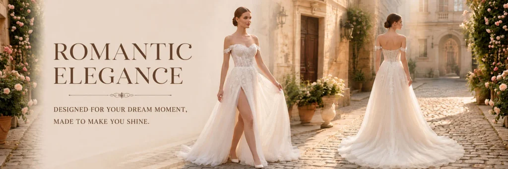 SHEIN Wedding Shop Poster Design Analysis-Second Picture: Strengthening the Romantic Wedding Atmosphere through European Street Scenery