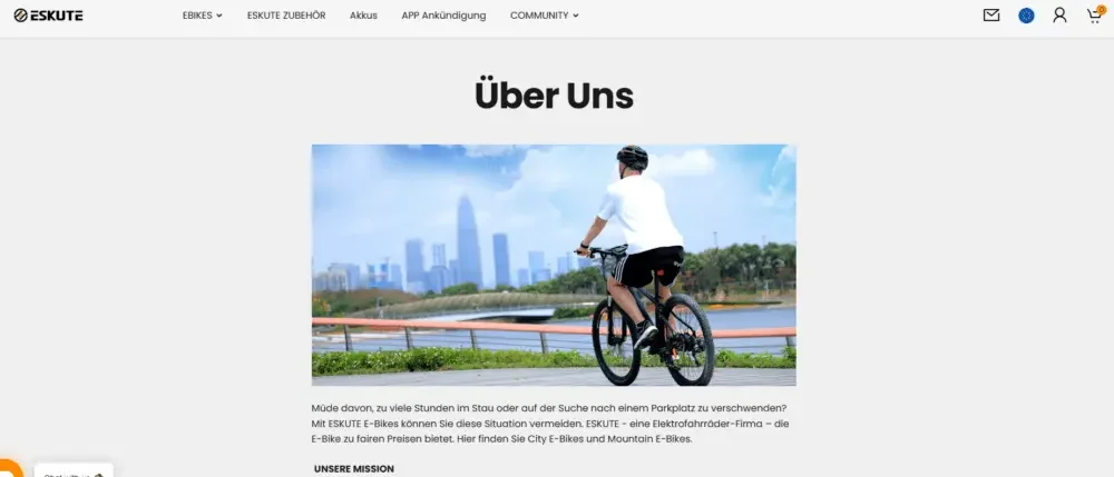 Shopify Electric-Assisted Bicycle Brand Website Design Case - About Us and Brand Page: Establishing Emotional Connections