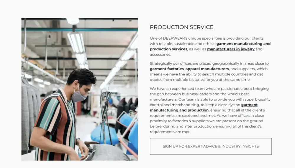 Shopify Clothing Manufacturing Industry B2B Website Design Case-Services Service Page: Clearly Presenting the Business Structure