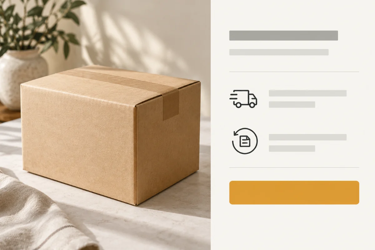 The location of shipping and returns information near the purchase button on the product page