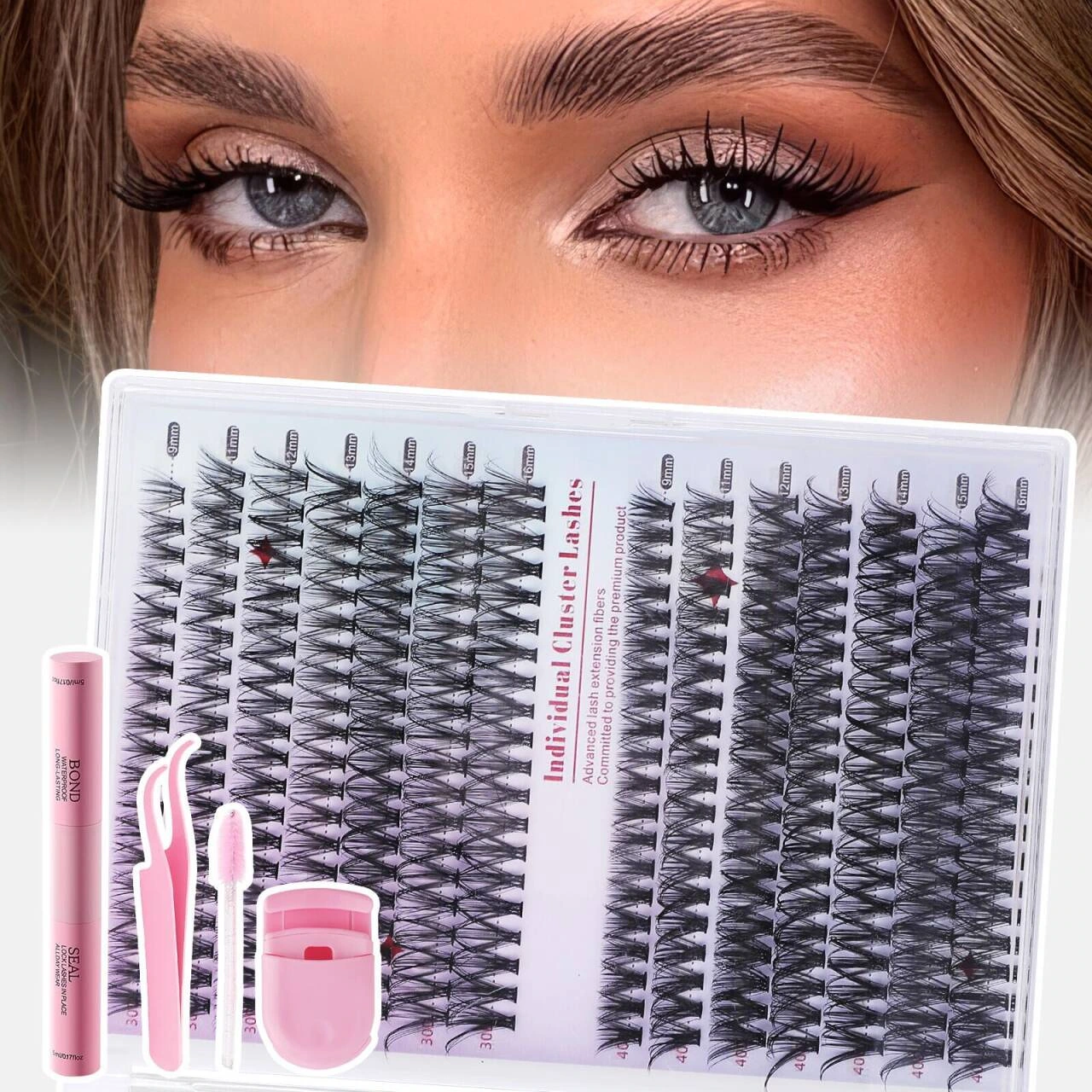 Product photo of clustered false eyelash set: people and products: connecting the look back to the set