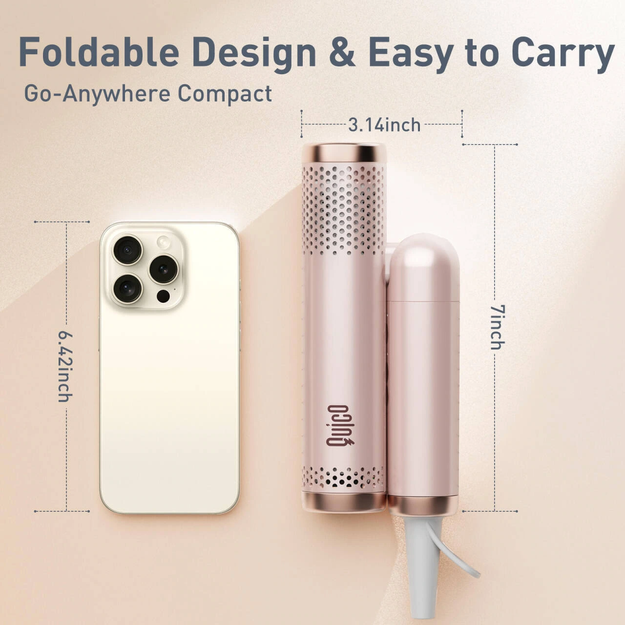 Folding hair dryer product picture: Folding size: Use your mobile phone to provide visual reference