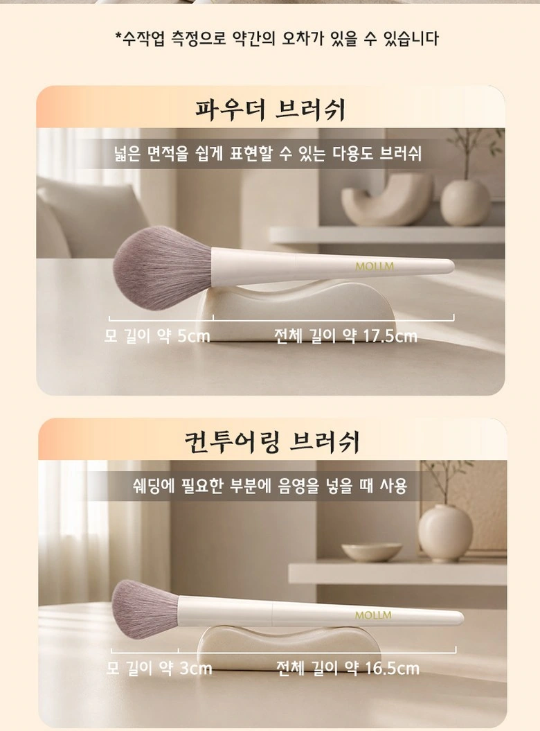 MOLLM Ten Makeup Brushes: Large Brush Type: Organize both brush heads with the same card