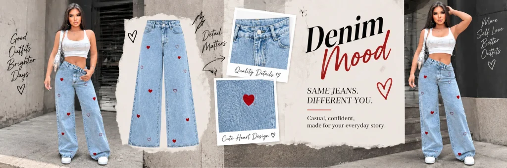 SHEIN women's clothing store poster design case - fourth picture: using red hearts to create a stronger youthful mood