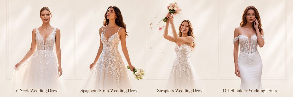 SHEIN wedding dress store poster design analysis-help users quickly choose styles through four types of collars