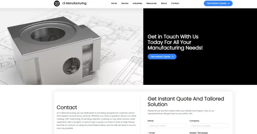 WordPress Precision Manufacturing Industry Enterprise Official Website Design and Construction Case - Contact Us Page: Simplifying the customer inquiry conversion path