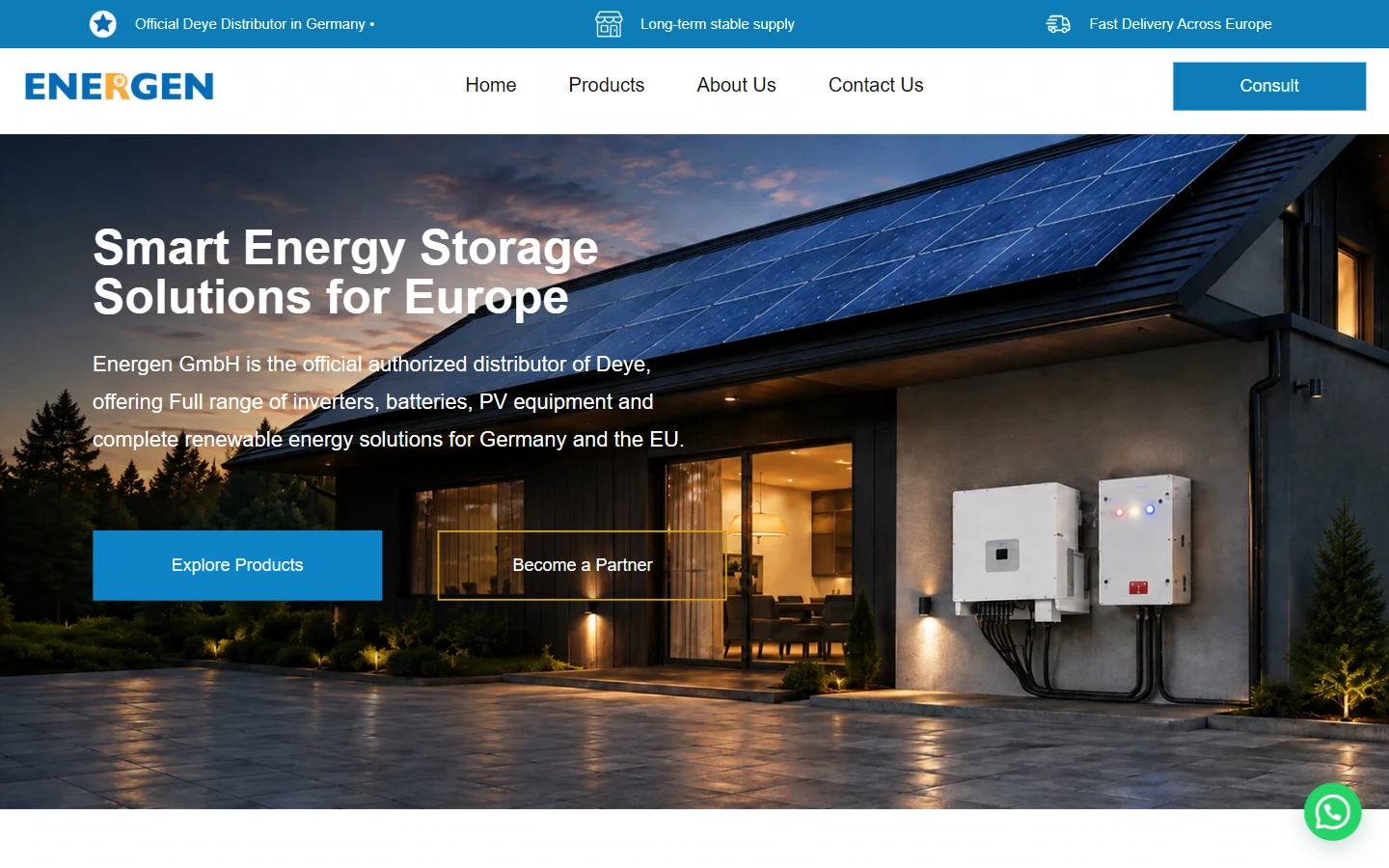 Energen Home Page: Energy Product Classification and Partner Consulting