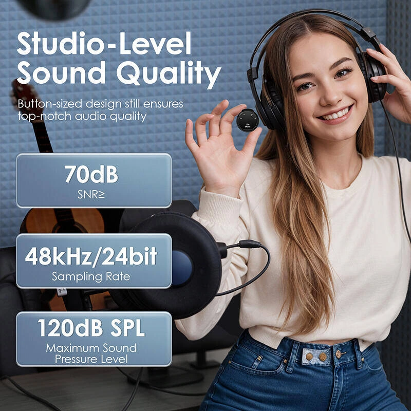 Round Wireless Lavalier Microphone Product Picture: Character Theme: Blue Card Organizing Supplementary Information