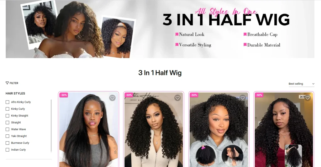 Shopify fake e-commerce brand website design and user experience upgrade - auxiliary page design: extending the overall shopping experience - product collection page