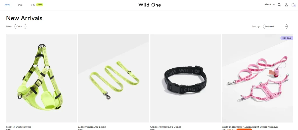 Shopify pet supplies brand website website design case-product collection page-maintain consistency and clarity