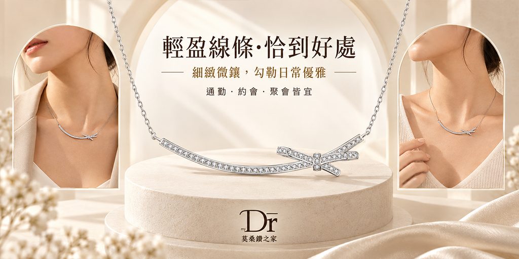 Shopee jewelry store poster design analysis-curved line necklace: using three perspectives to show daily versatile attributes