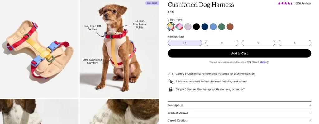 Shopify pet products brand website website design case-product product detail page design