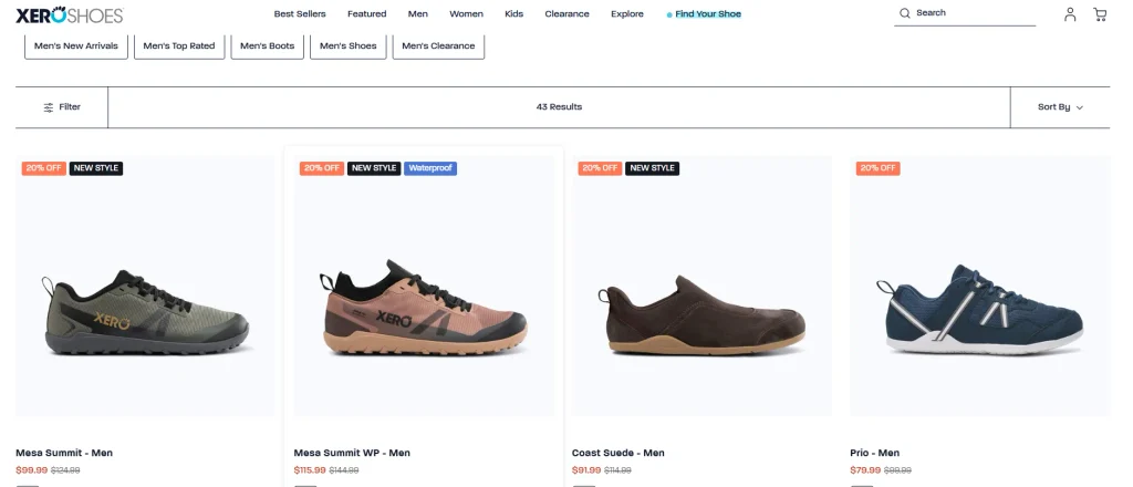 Shopify barefoot shoe brand website design case - in-depth internal pages: not just a good home page - product collection page strategy: improve visual browsing efficiency