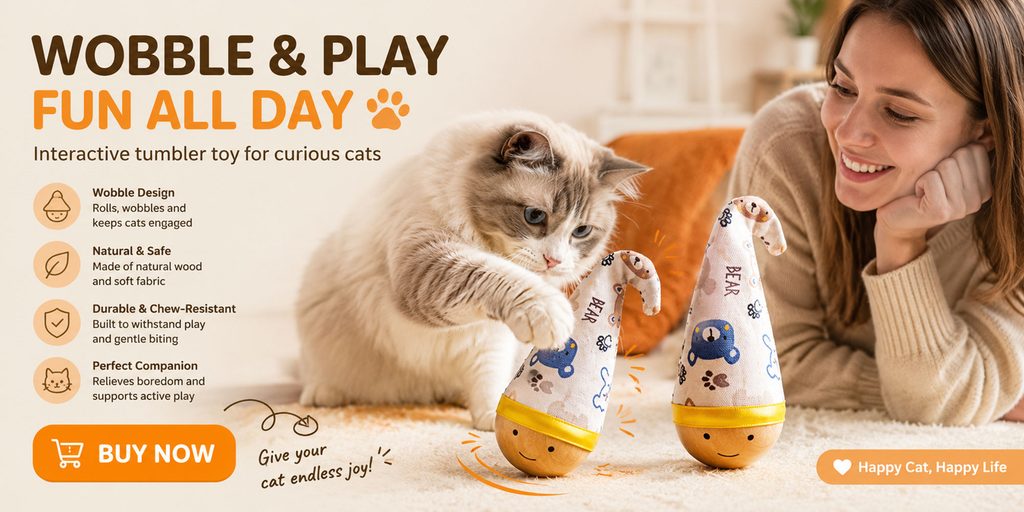 Shopee pet supplies store poster design-roly-poly cat toy: express interest through dynamic composition