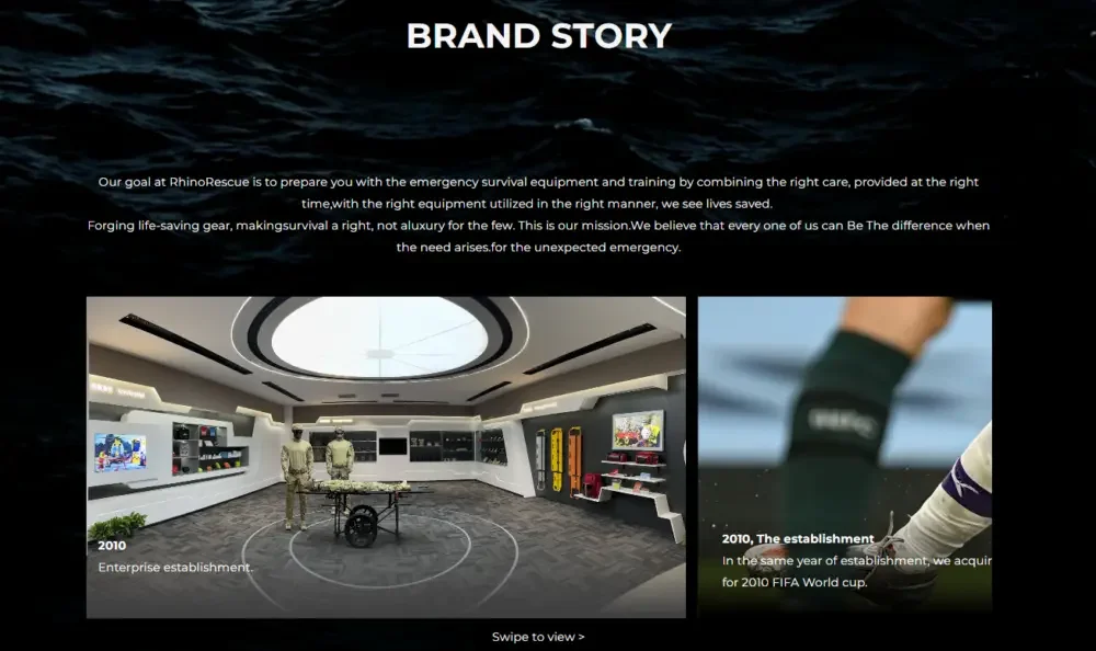 Shopify tactical first aid kit brand official website design and user experience optimization - telling the brand story through visual design - transforming brand history into page structure