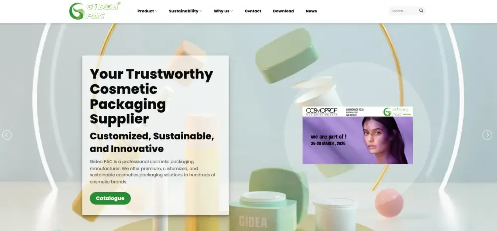 WordPress Cosmetics Packaging Brand Official Website Design Case-Home Page Design and Layout Strategy-Hero First Screen Area: Quickly Establish Brand Impression
