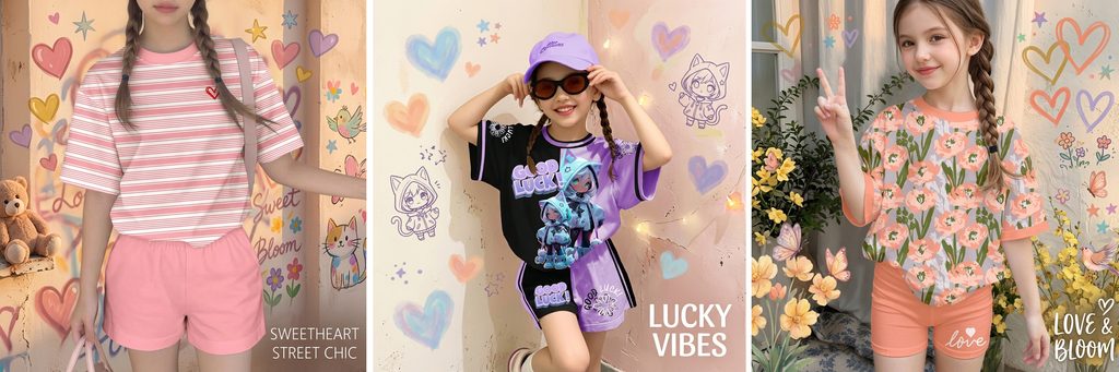 Temu children's clothing store poster design-three-square structure enhances the sense of single product wear and social content