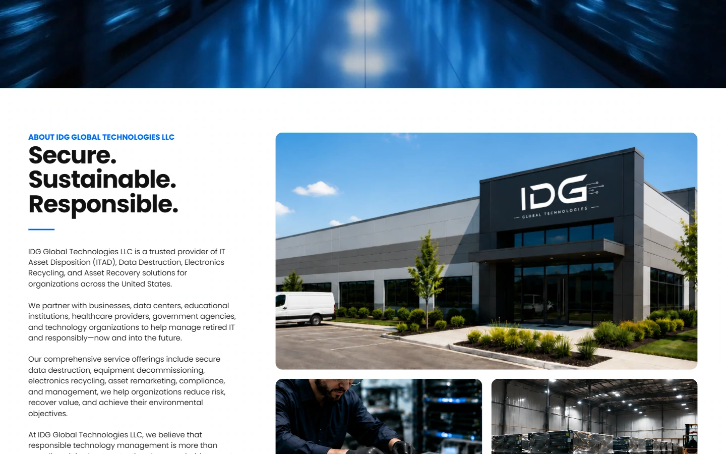 IDG Global Technologies home page content: organize different topics separately