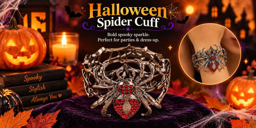 Shopee Home Halloween Product Poster Design-Spider Bracelet: Enhance details and wearing effect