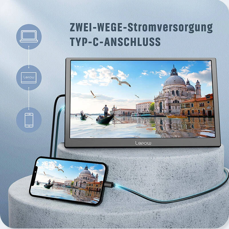 Portable display product picture: Connection relationship: connect two devices with cables
