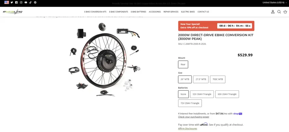 Shopify electric bicycle brand website website design case - product product detail page design concept - always put clarity first