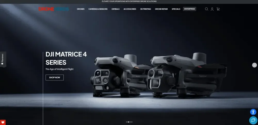Shopify drone e-commerce brand website entire site visual design case - Home page design: quickly establish trust and clear understanding - first screen area: replace information stacking with a sense of professionalism