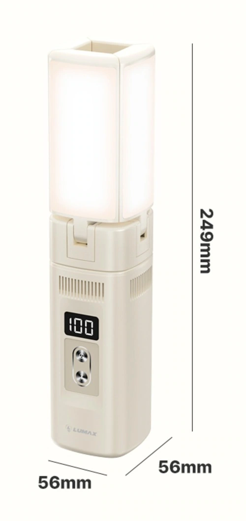 LUMAX Folding Camping Light: Dimensions page: Markings unfold along the outside of the fuselage