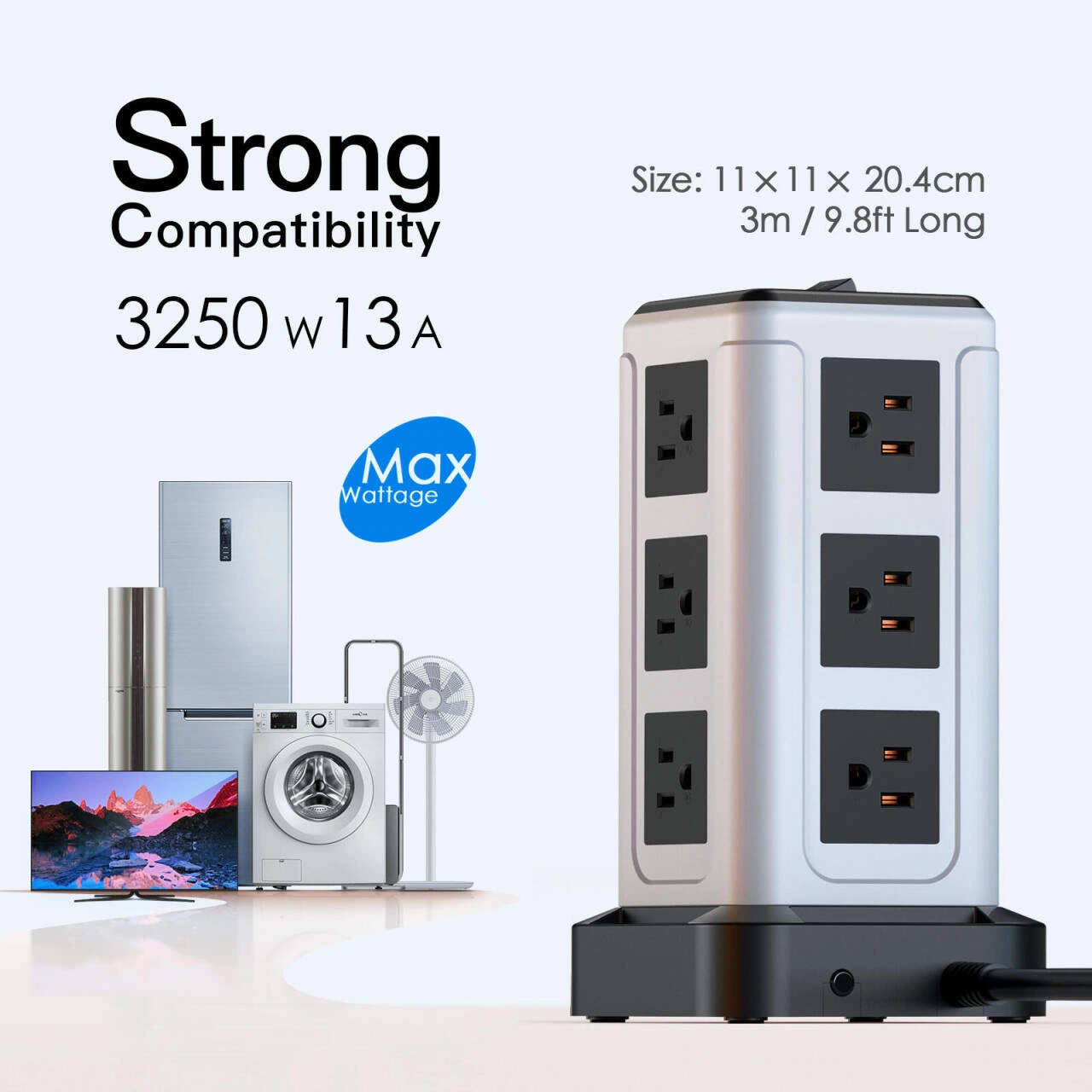 Tower socket product picture: Interface theme: main body and device diagram separated