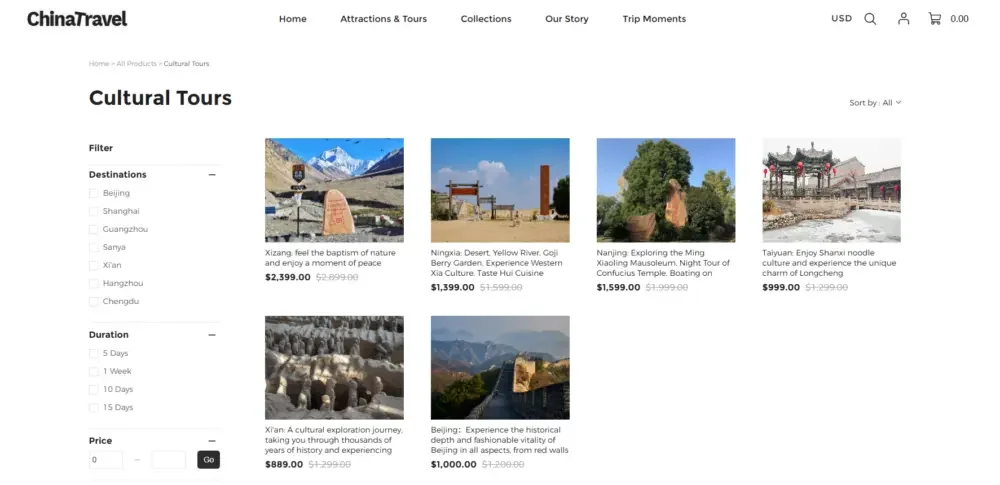 WordPress travel booking website design and user experience optimization-Homepage design strategy-Destination key display section