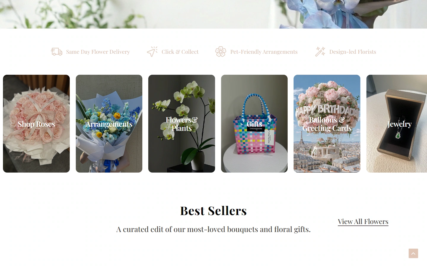 Petal & Poem homepage content: organize different topics separately