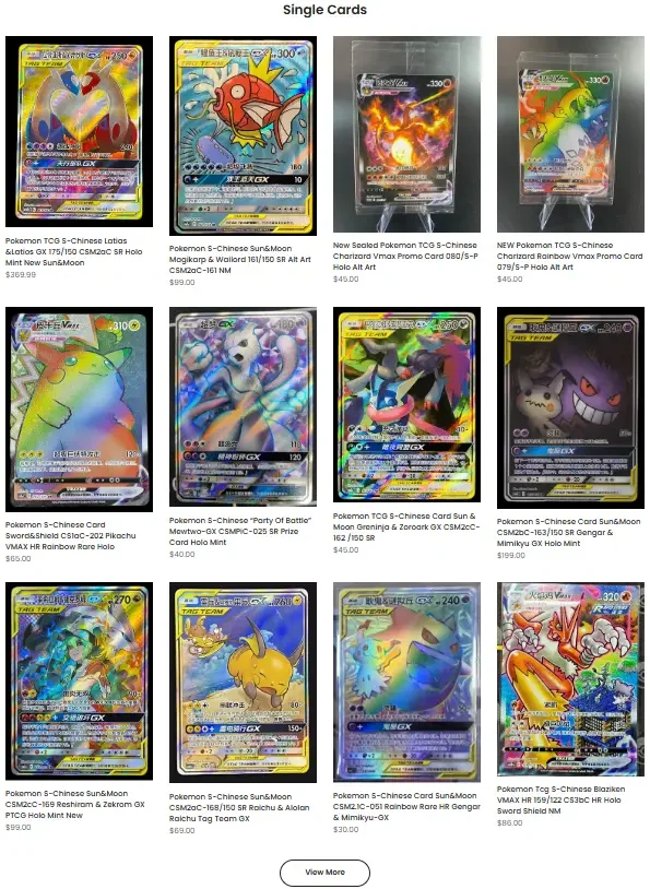 Shopify Pokémon Card Collection Mall Website Design Case - Designing a Product Grid for Collectors