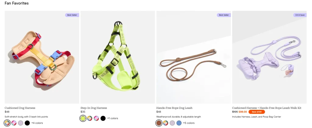 Shopify pet products brand website website design case-product series display-simplifying product discovery path