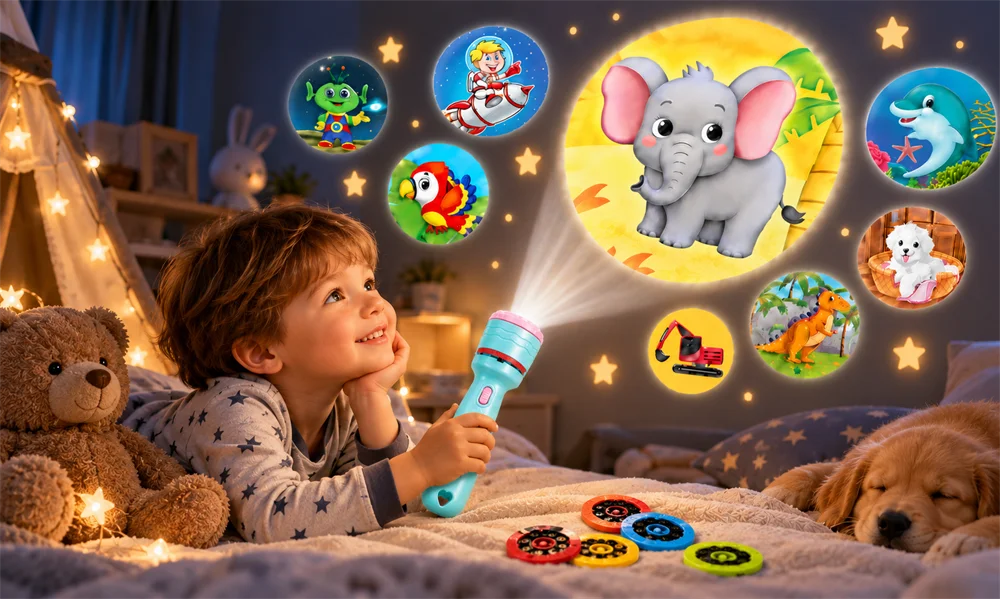 Temu children’s story projection flashlight main product image design