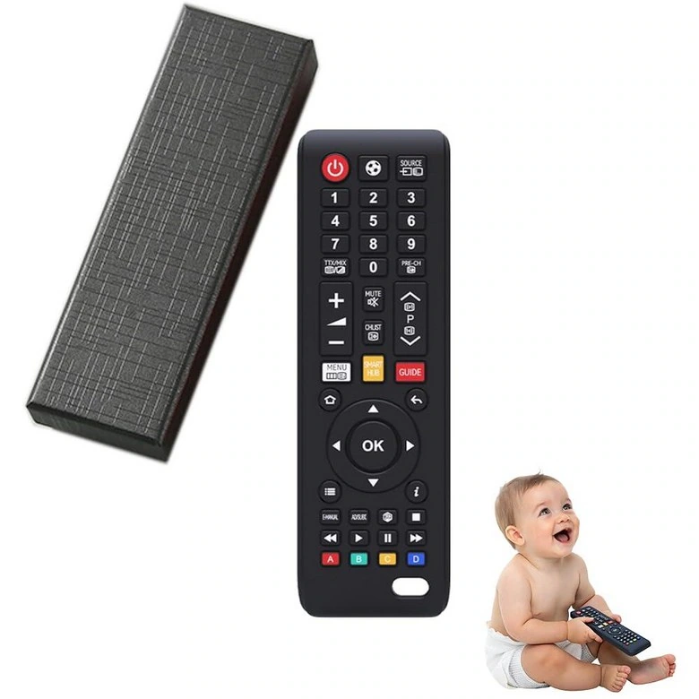 Remote control and mobile phone modeling teether: Remote control modeling: Use front and back sides to establish product identification