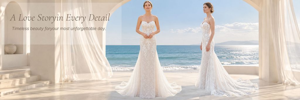SHEIN Wedding Shop Poster Visual Design Case - Building a Romantic Brand First Screen with Architectural Space and Sea View