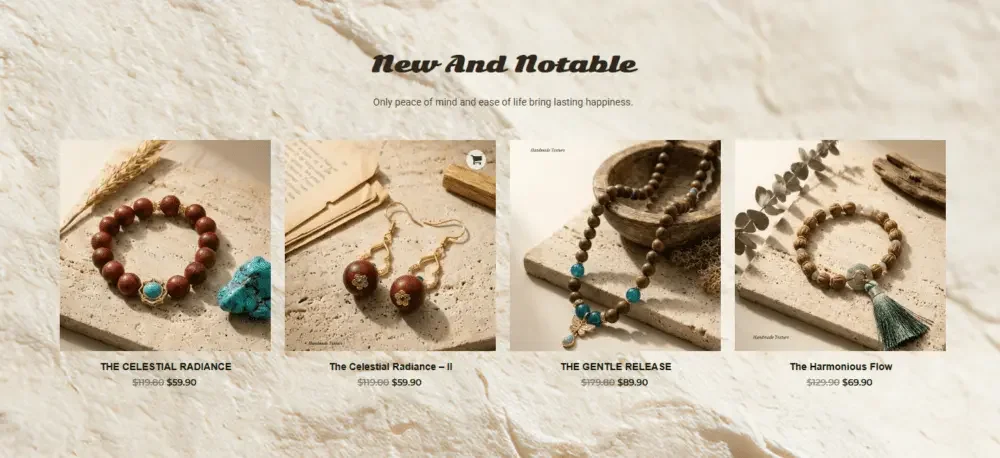 Shopify handmade jewelry and fragrance brand website design case-quickly establish product associations-present products in a timely manner after the emotional atmosphere