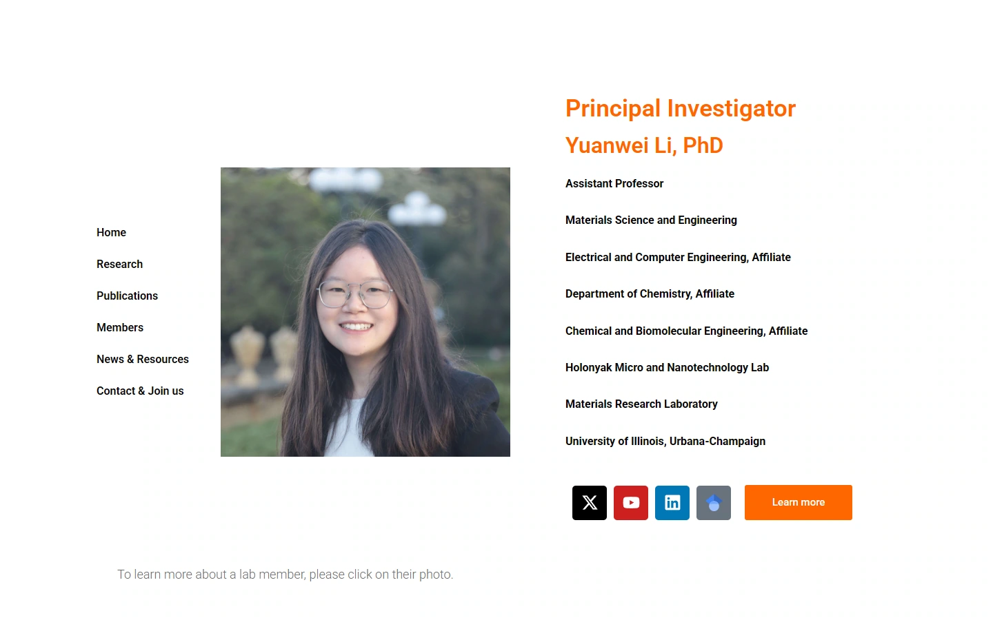 Li Lab member introduction: member information is presented item by item