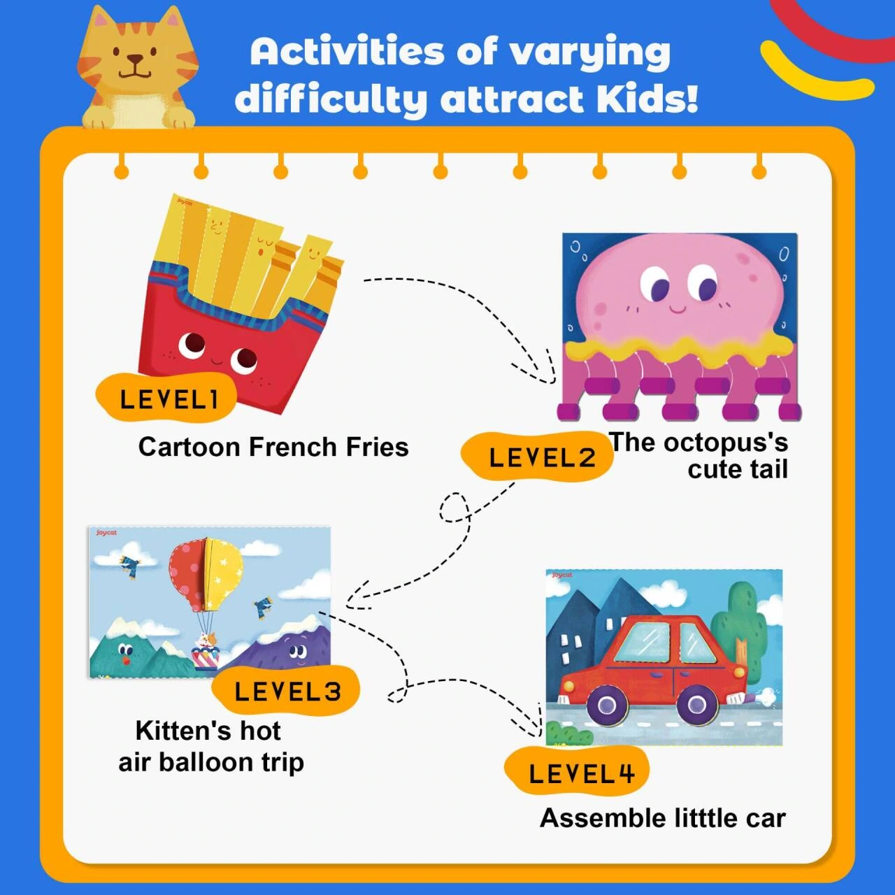Product picture of children's paper-cutting handicraft set: Paper frame: Collect graded examples into a unified container